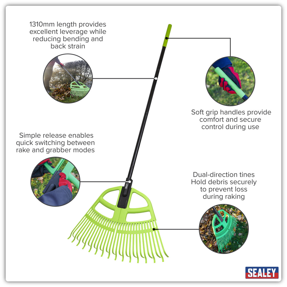 Sealey 2-in-1 Rake & Leaf Grabbers GTLG2