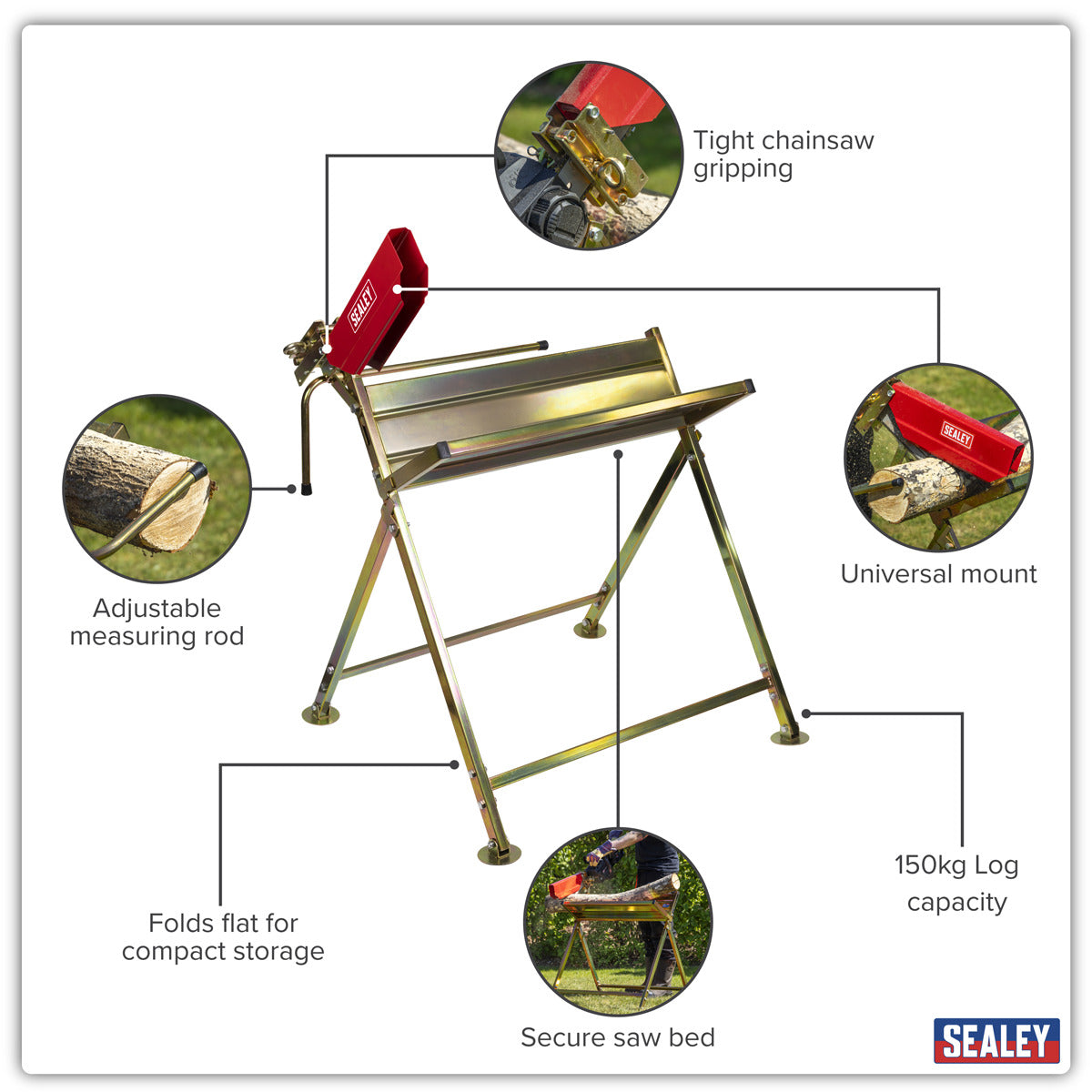 Sealey Heavy-Duty Sawhorse with Chainsaw Holder LSH150HD