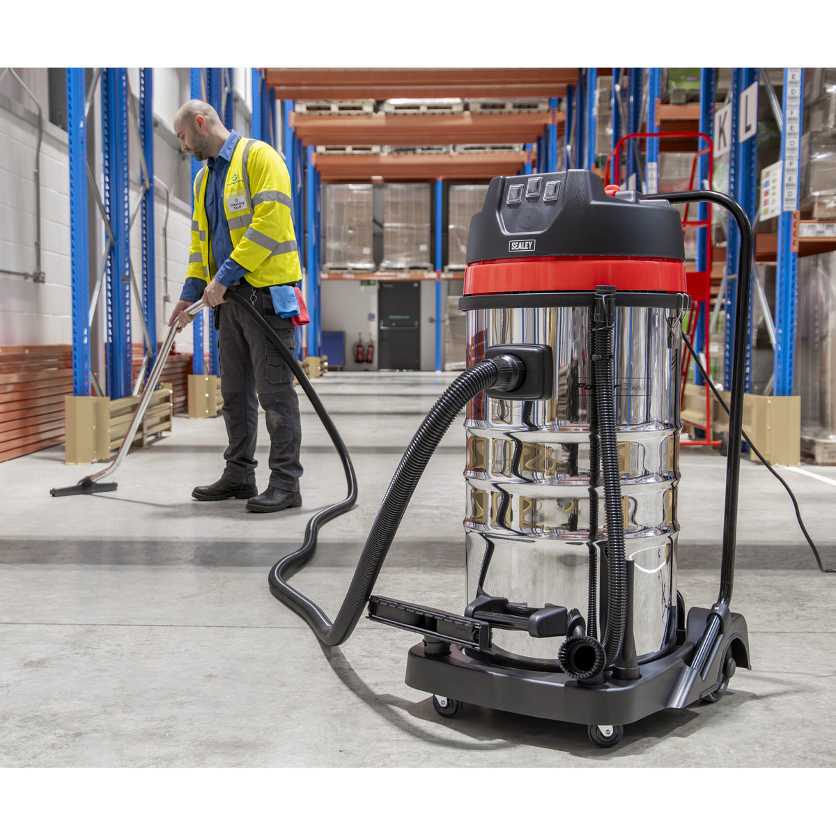 Sealey 100L Vacuum Cleaner Wet & Dry with Stainless Steel Drum 3000W/230V PC4100