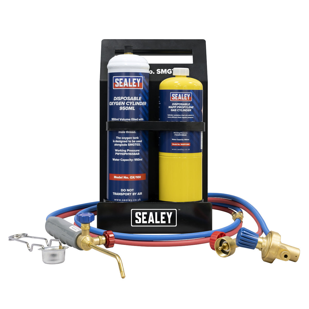 Sealey MAPP Gas & Oxygen Brazing Kit with 400g MAPP Cylinder & 950ml Oxygen Cylinder SMGKIT02
