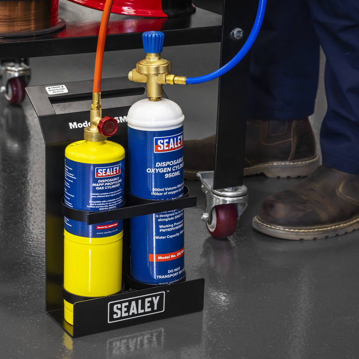 Sealey MAPP Gas & Oxygen Brazing Kit with 400g MAPP Cylinder & 950ml Oxygen Cylinder SMGKIT02