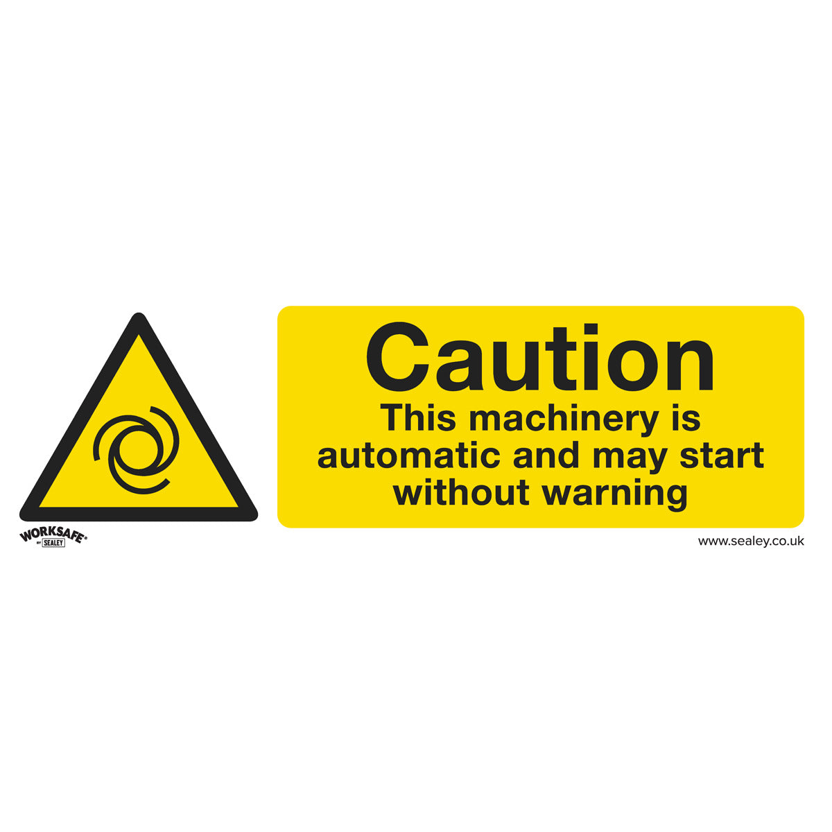 Worksafe Caution Automatic Machinery Safety Sign - Self-Adhesive Vinyl SS47V1