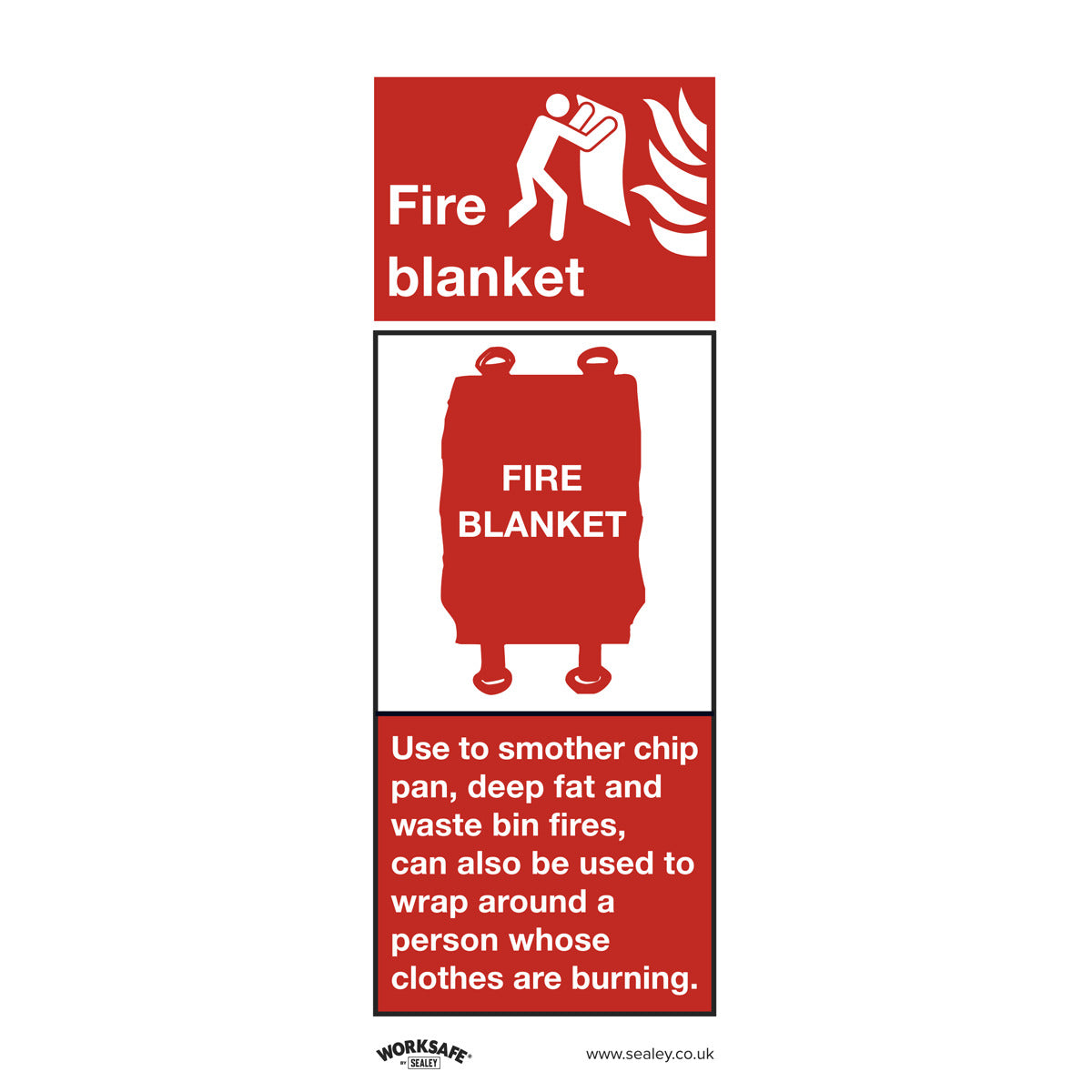 Worksafe Fire Blanket Safety Sign, Self-Adhesive Vinyl - Pack of 10 SS53V10