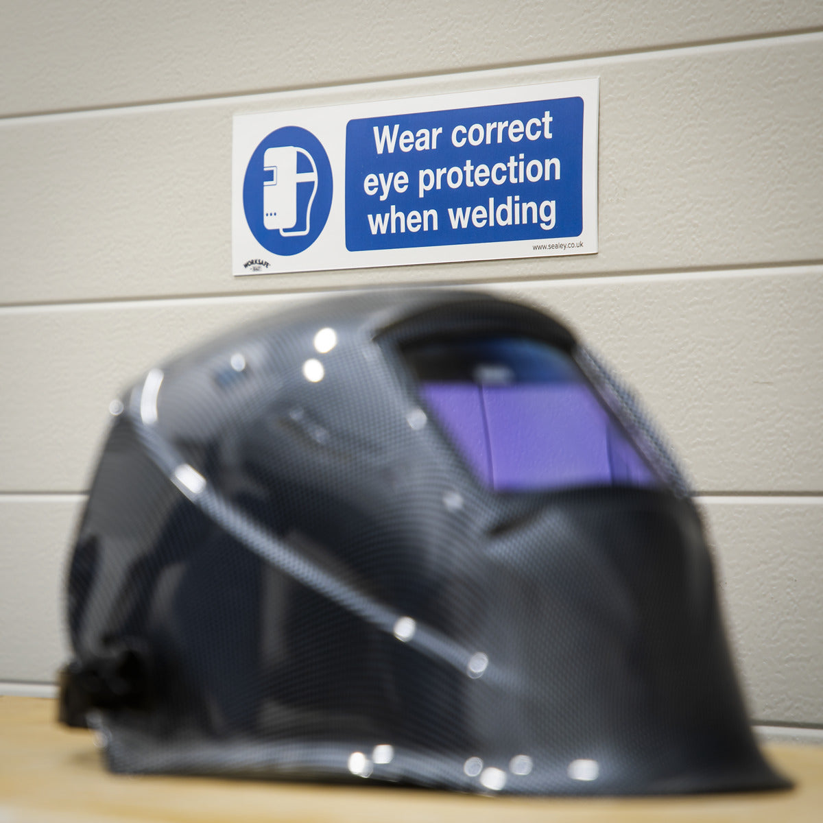 Worksafe Wear Eye Protection When Welding Safety Sign, Self-Adhesive Vinyl - Pack of 10 SS54V10