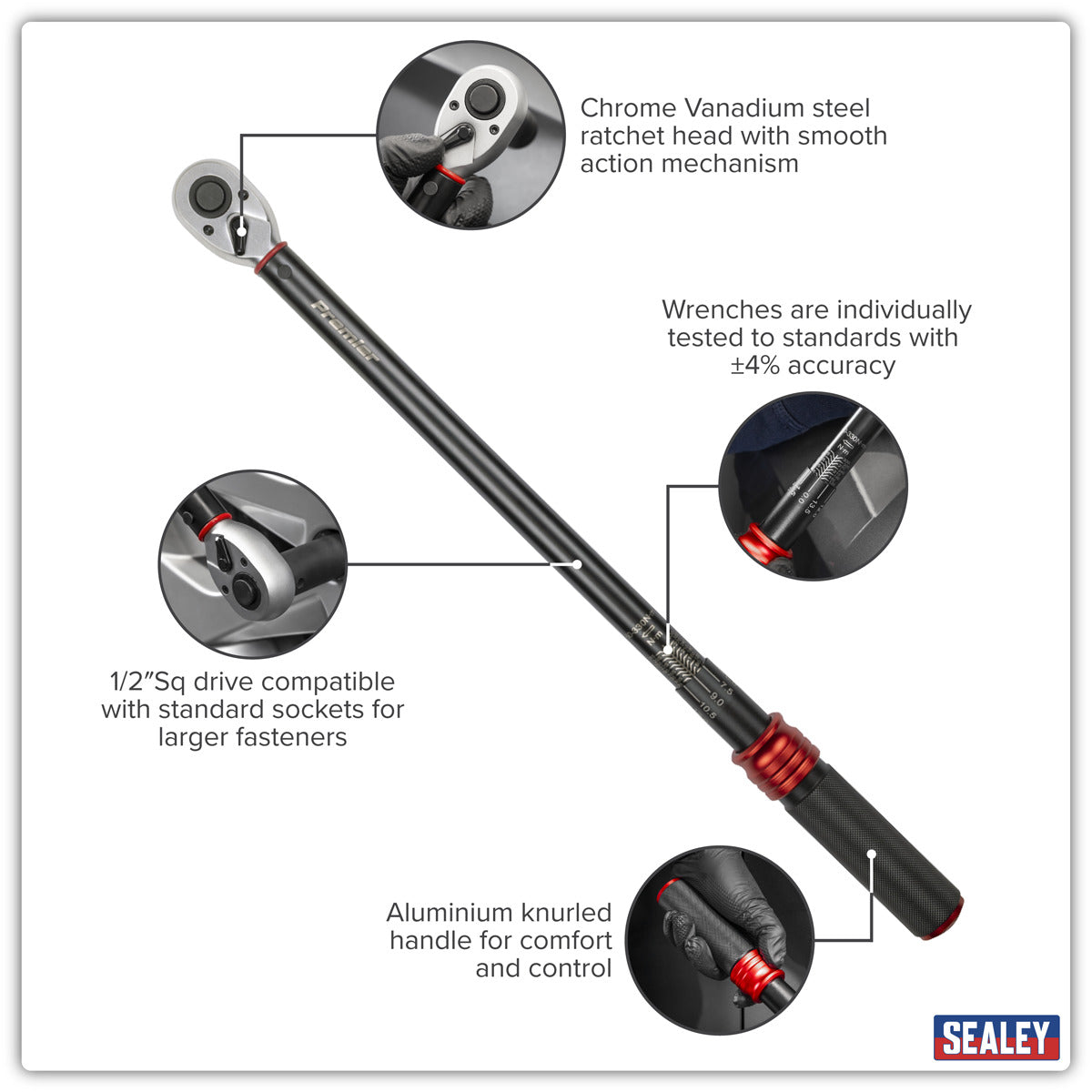 Premier Black Torque Wrench Set 1/2"Sq Drive 60-330Nm 8pc STW915B
