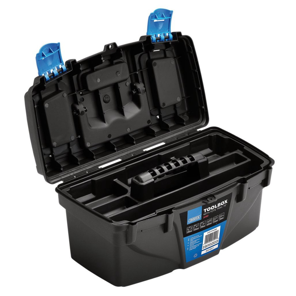 Draper Plastic Toolbox with Tote Tray, 16" 24197
