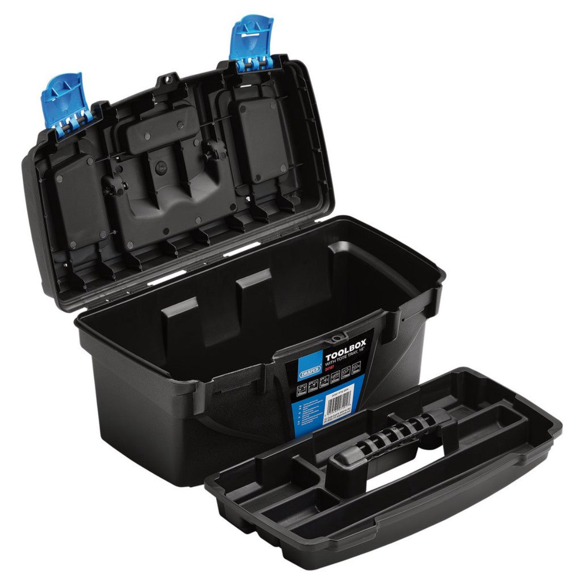 Draper Plastic Toolbox with Tote Tray, 16" 24197