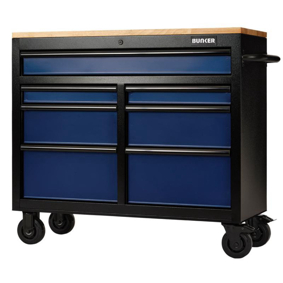 Bunker 7 Drawer Workbench Roller Tool Cabinet, 41", Blue 27210