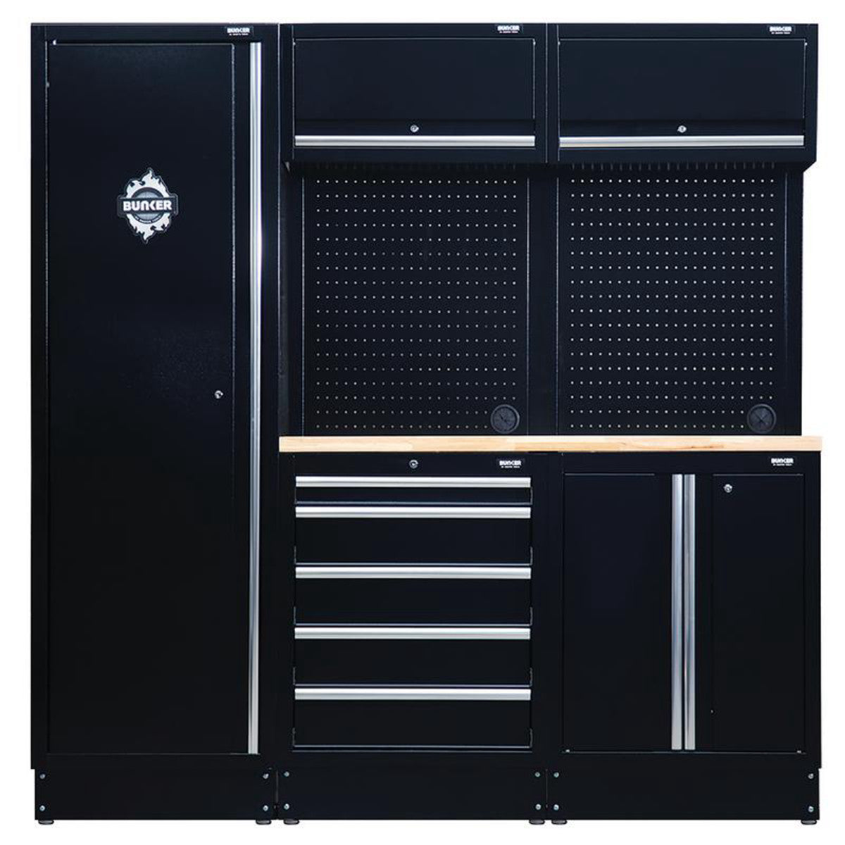 Bunker 11 Piece Modular Storage Combo with Hardwood Worktop, 1960mm 27471