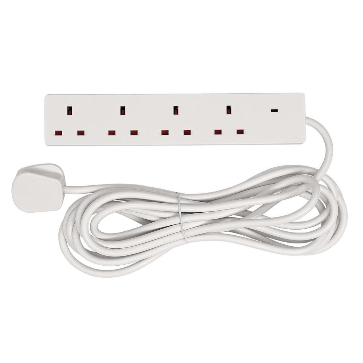 Draper 4 Way White Extension Lead, 5m 30899