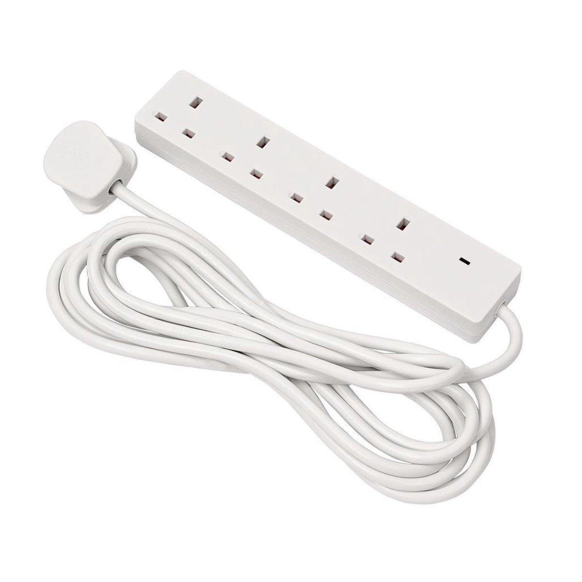 Draper 4 Way White Extension Lead, 5m 30899
