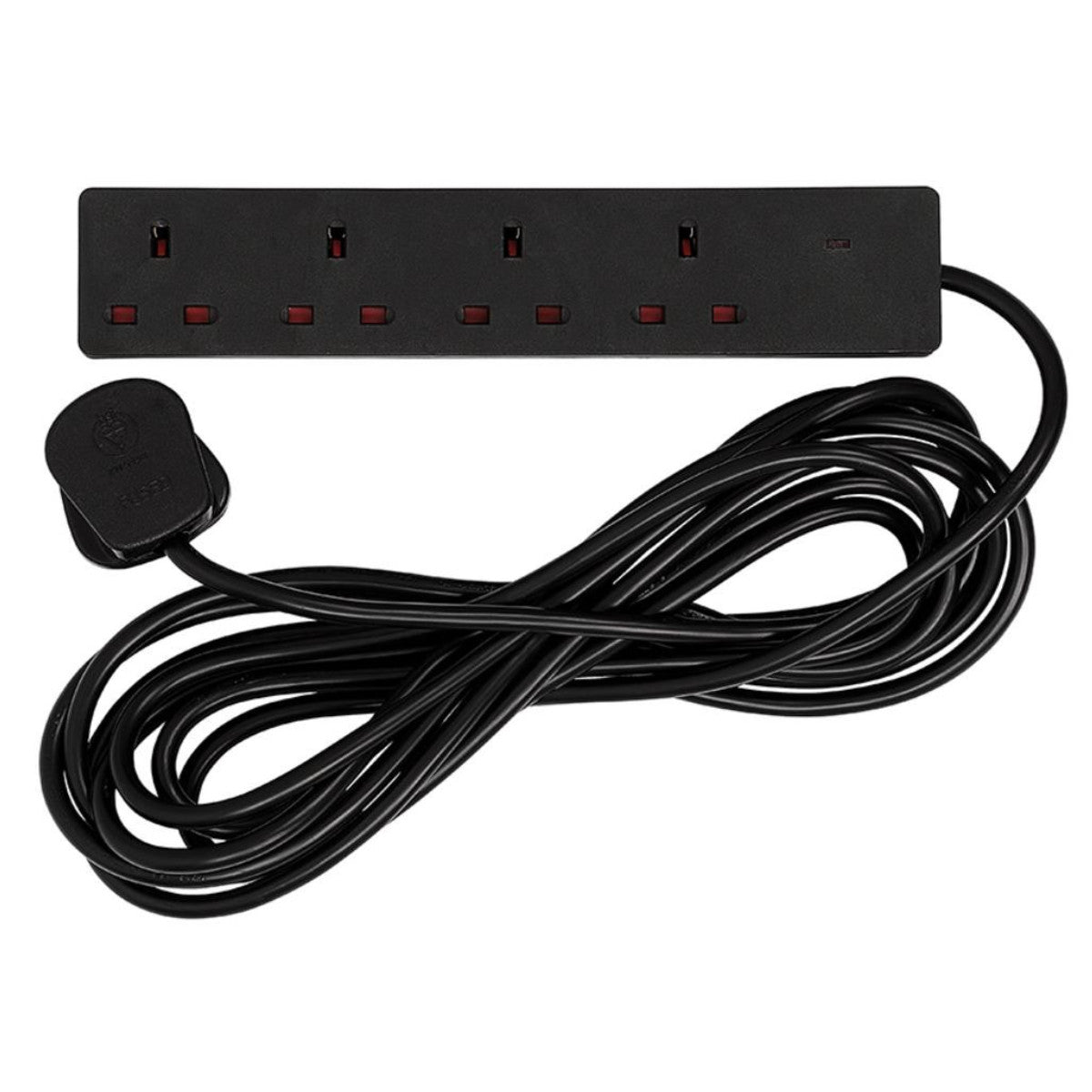 Draper 4 Way Black Extension Lead, 5m 30914