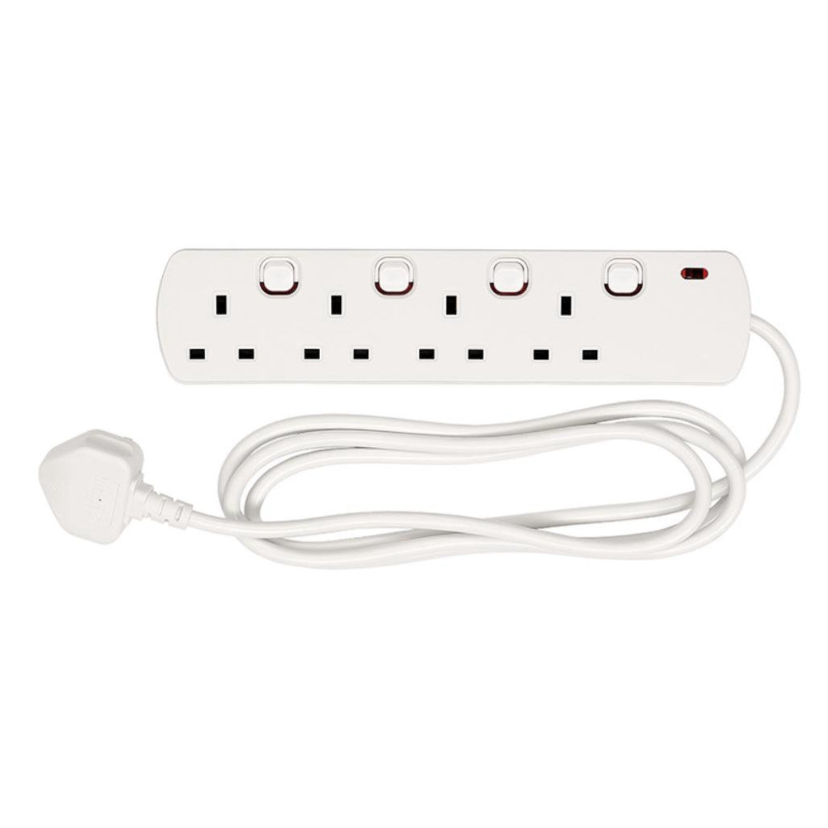 Draper 4 Way White Switch Protected Extension Lead, 2m 30915