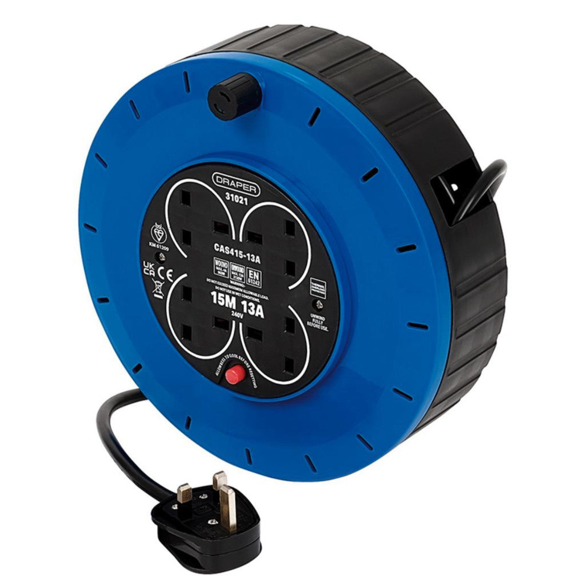 Draper 230V 13A 4 Socket Cassette Reel, 15m 31021
