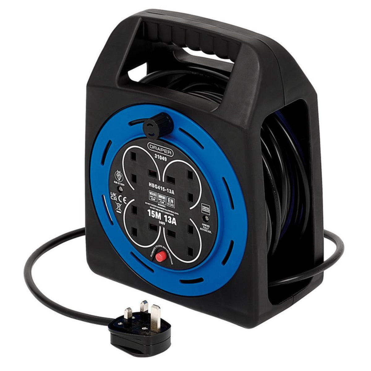 Draper 230V Four Socket Cable Reel, 15m 31049