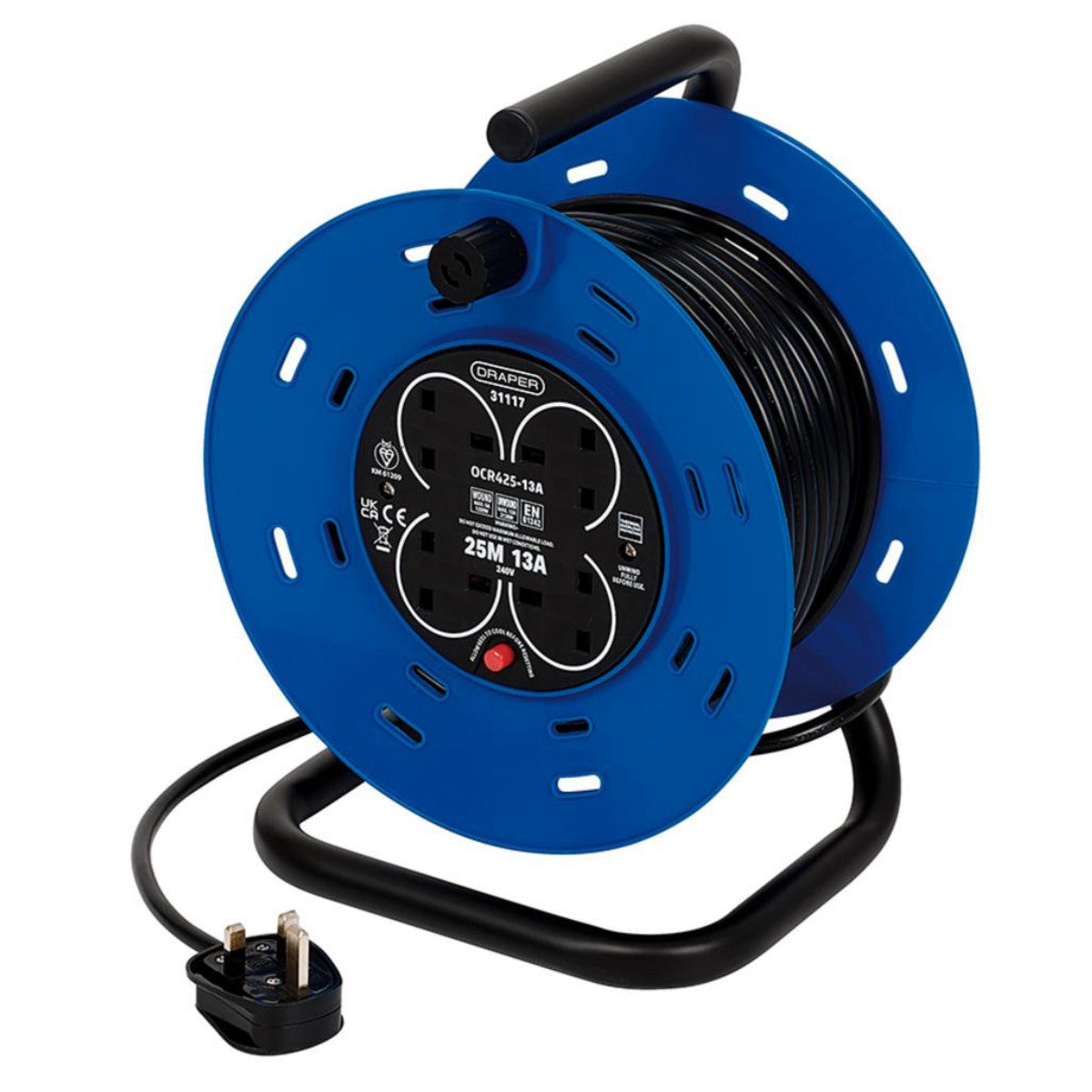 Draper 230V Four Socket Industrial Cable Reel, 25m 31117