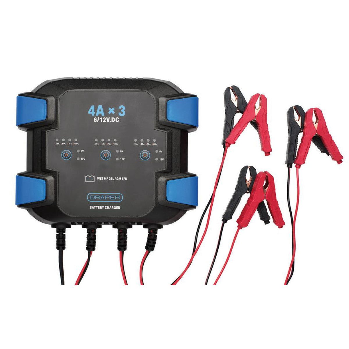Draper 3 Bank 6/12V Smart Charger 12A (3x4A) 32276