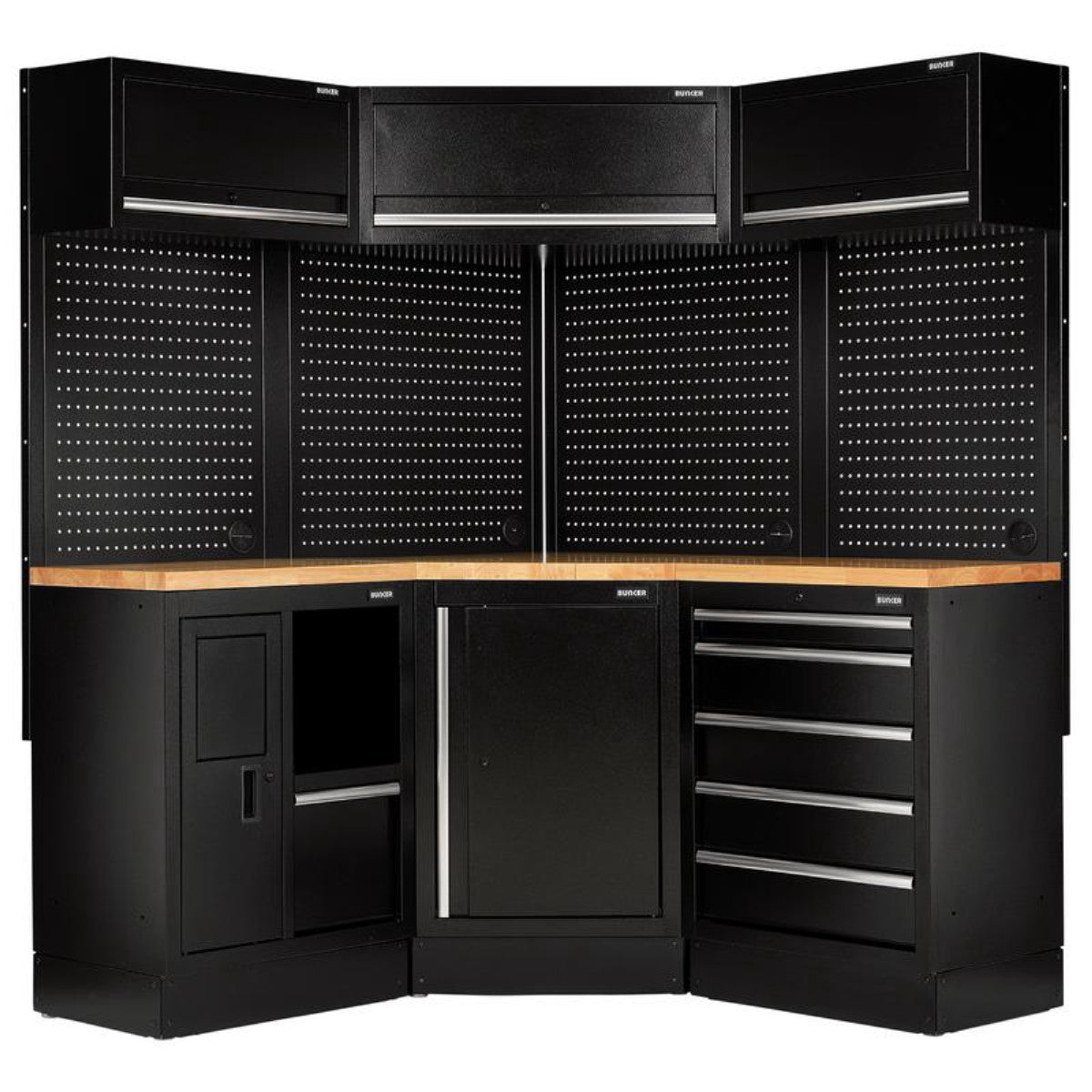 Bunker 18 Piece Modular Storage Corner Combo with Hardwood Worktop, 3454mm 32528