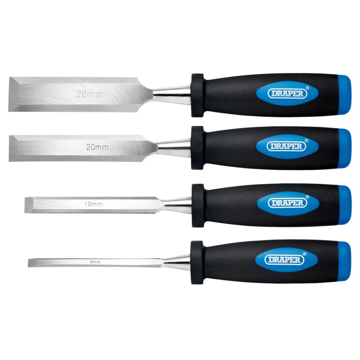 Draper Soft Grip Bevel Edge Wood Chisel Set (4 Piece) 83351