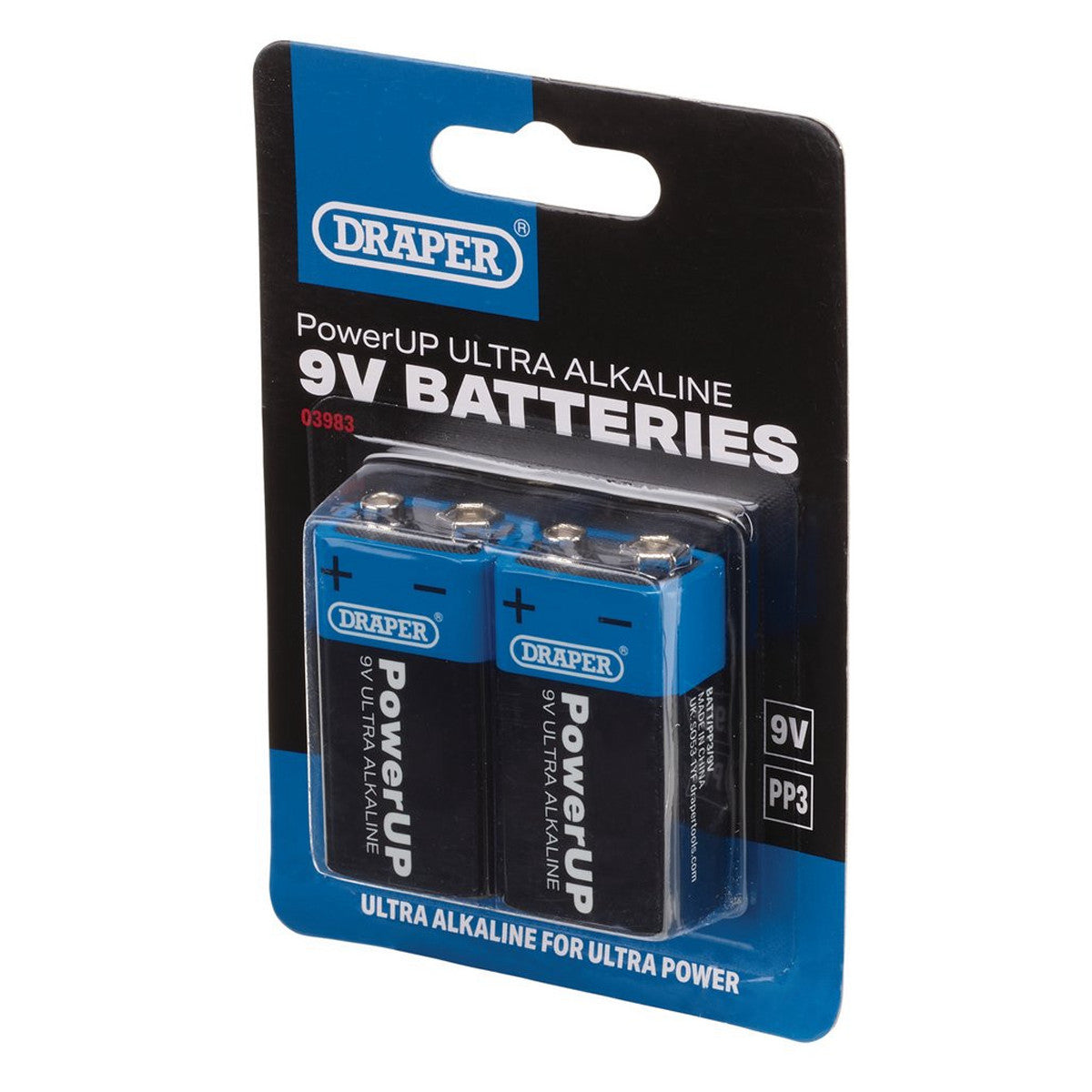 Draper PowerUP Ultra Alkaline 9V Batteries (Pack of 2) 03983