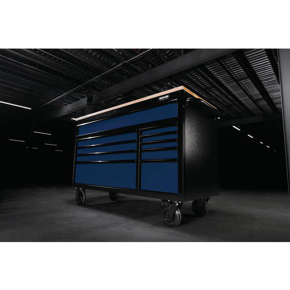 Bunker 10 Drawer Workbench Roller Tool Cabinet, 56", Blue 27223