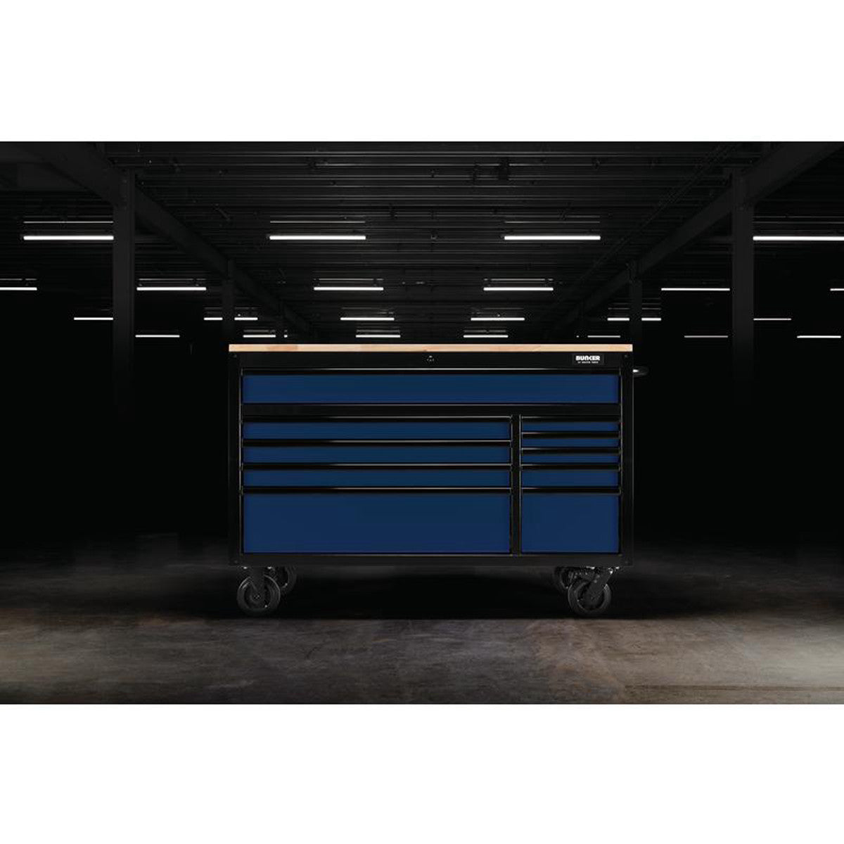 Bunker 10 Drawer Workbench Roller Tool Cabinet, 56", Blue 27223