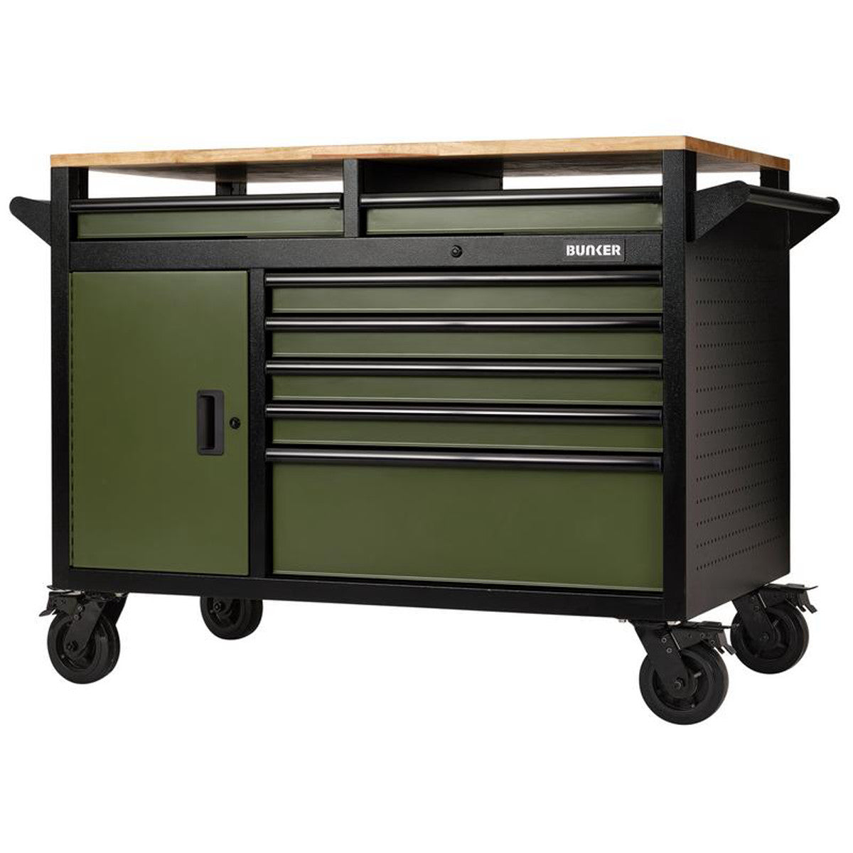 Bunker 14 Drawer Multi-Functional Workbench Roller Tool Cabinet, 48", Green 27332