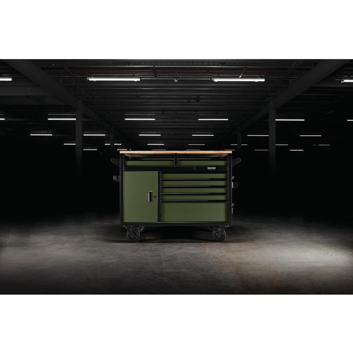 Bunker 14 Drawer Multi-Functional Workbench Roller Tool Cabinet, 48", Green 27332