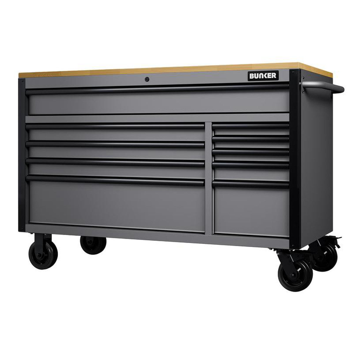 Bunker 10 Drawer Workbench Roller Tool Cabinet, 56", Light Grey 27355