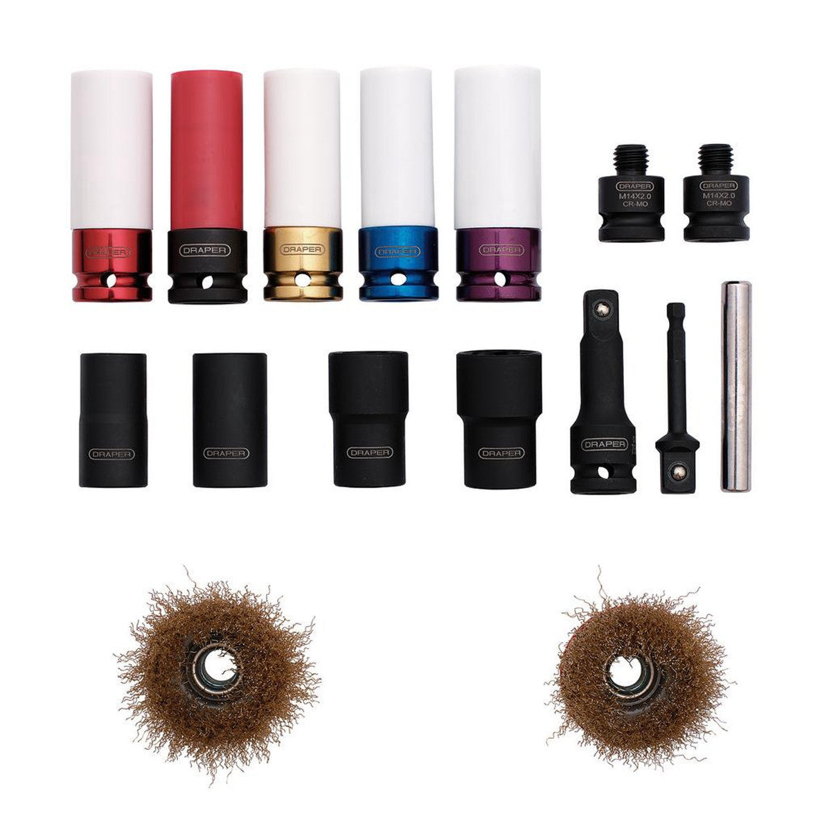 Draper Wheel Nut Socket and Nut and Bolt Extractor Set, 1/2" Sq. Dr., 6-Point (16 Piece) 31815