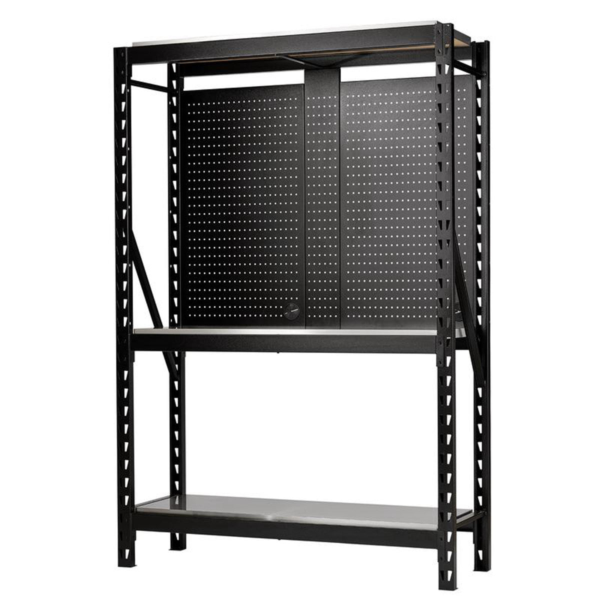 Bunker 17 Piece Modular 3 Tier Racking with Stainless Steel Shelving and Pegboards, 1500mm 32478