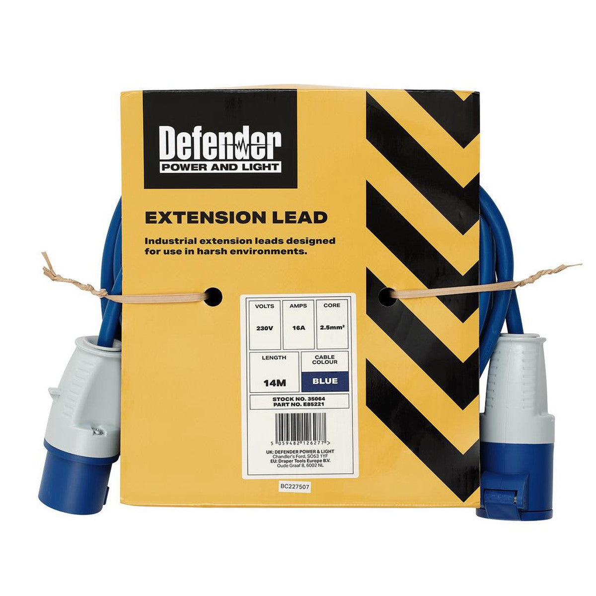 Defender E85221 230V Extension Lead Blue 2.5mm², 16A, 14m 35064