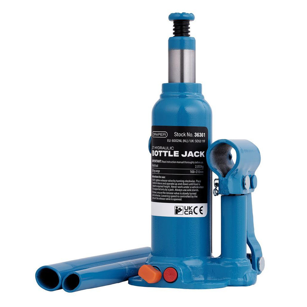 Draper Hydraulic Bottle Jack, 2 Tonne 36361