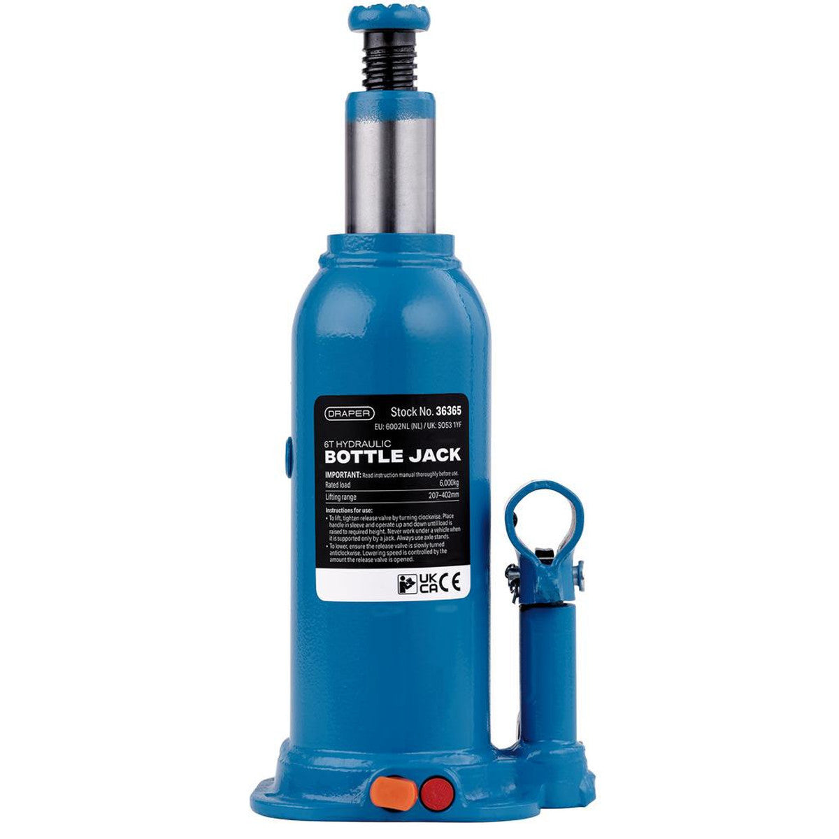 Draper Hydraulic Bottle Jack, 6 Tonne 36365