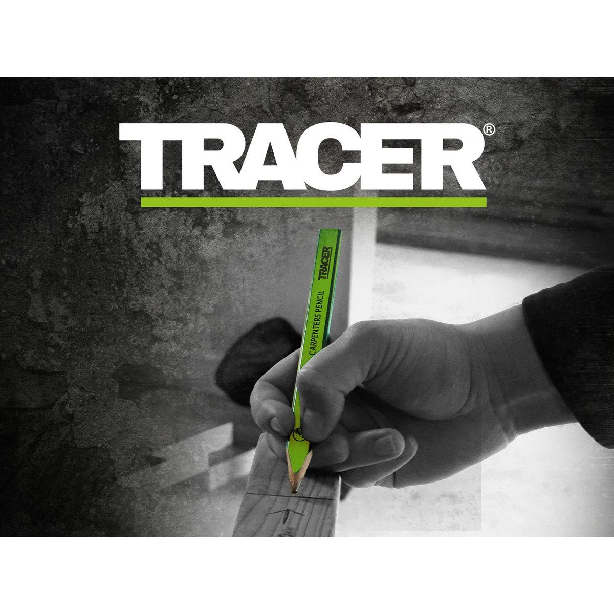 TRACER 4H Carpenters Pencils (Hard Lead) 10pc - c/w Sharpener ACP1