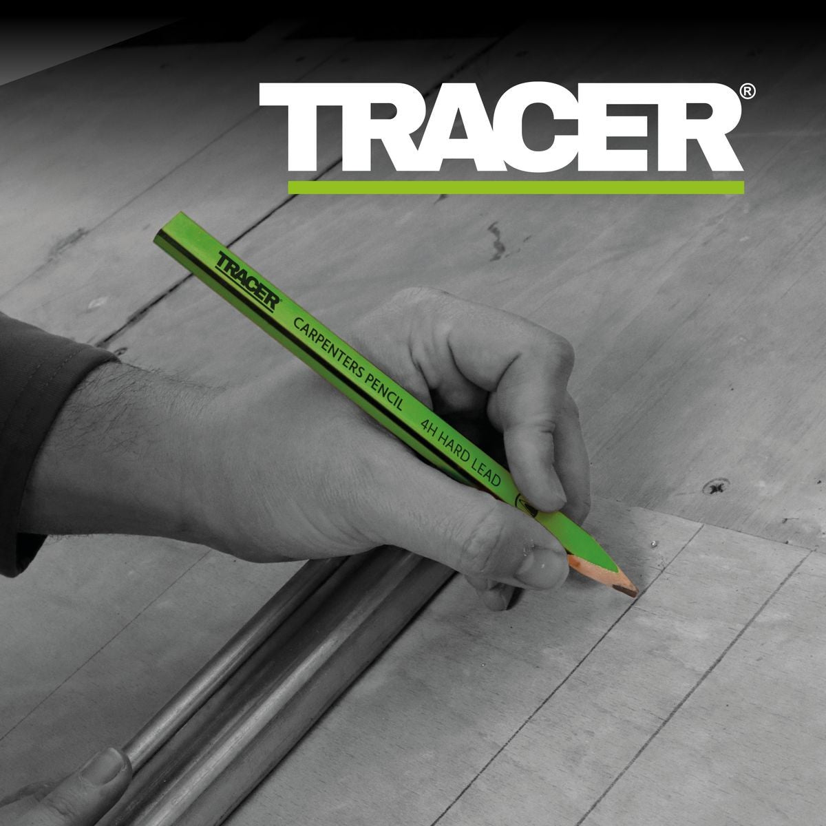 TRACER 4H Carpenters Pencils (Hard Lead) 10pc - c/w Sharpener ACP1