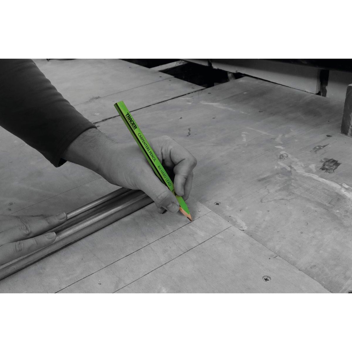 TRACER 4H Carpenters Pencils (Hard Lead) 10pc - c/w Sharpener ACP1