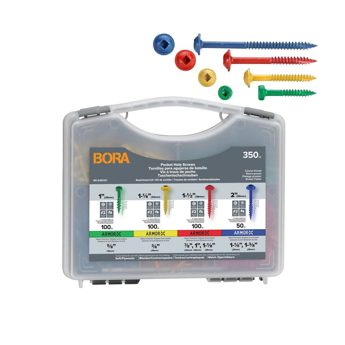 BORA Auto Mini Pocket Hole Jig System Project Pack & 350pc Screw Set BR-A170402