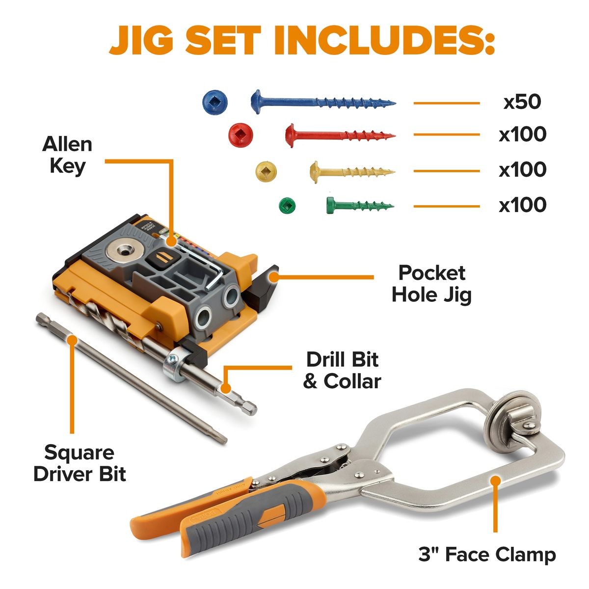 BORA Auto Mini Pocket Hole Jig System Project Pack & 350pc Screw Set BR-A170402