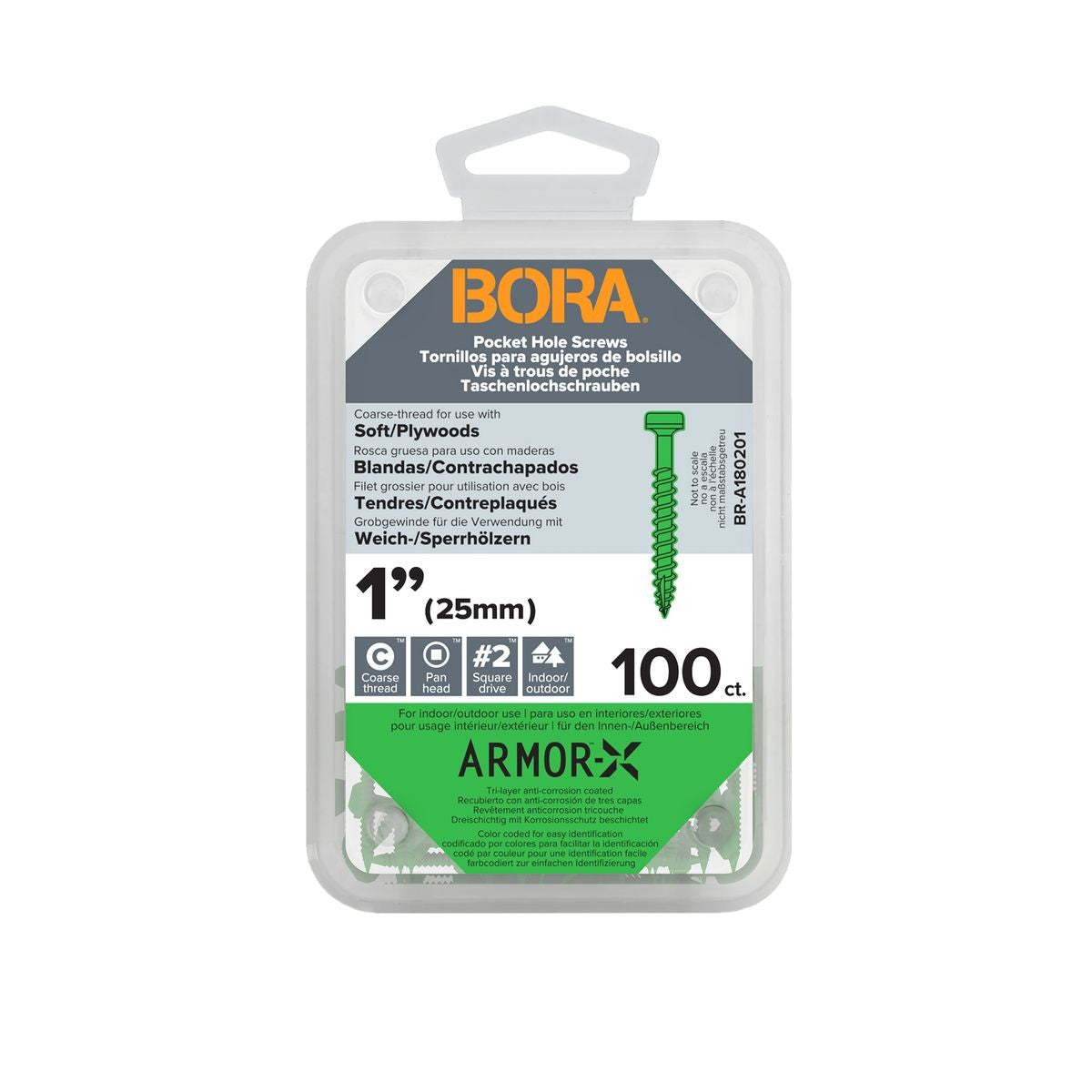 BORA Screws 1-Inch Coarse 100-pcs BR-A180201