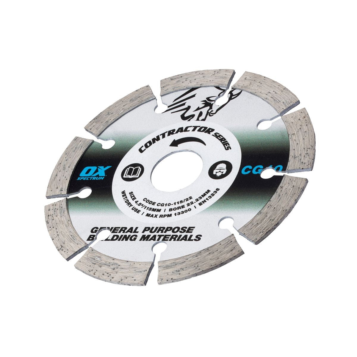 OX Contractor Diamond Blade 10mm - General Purpose - 115/22.23mm CG10-115/22