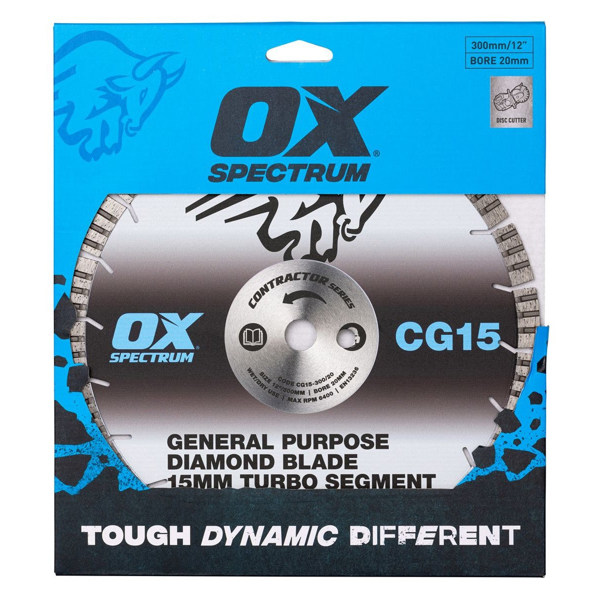 OX Contractor Diamond Blade 15mm Turbo Segment - General Purpose - 300/20mm CG15-300/20
