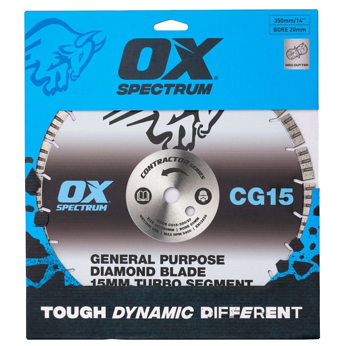 OX Contractor Diamond Blade 15mm Turbo Segment - General Purpose - 350/20mm CG15-350/20