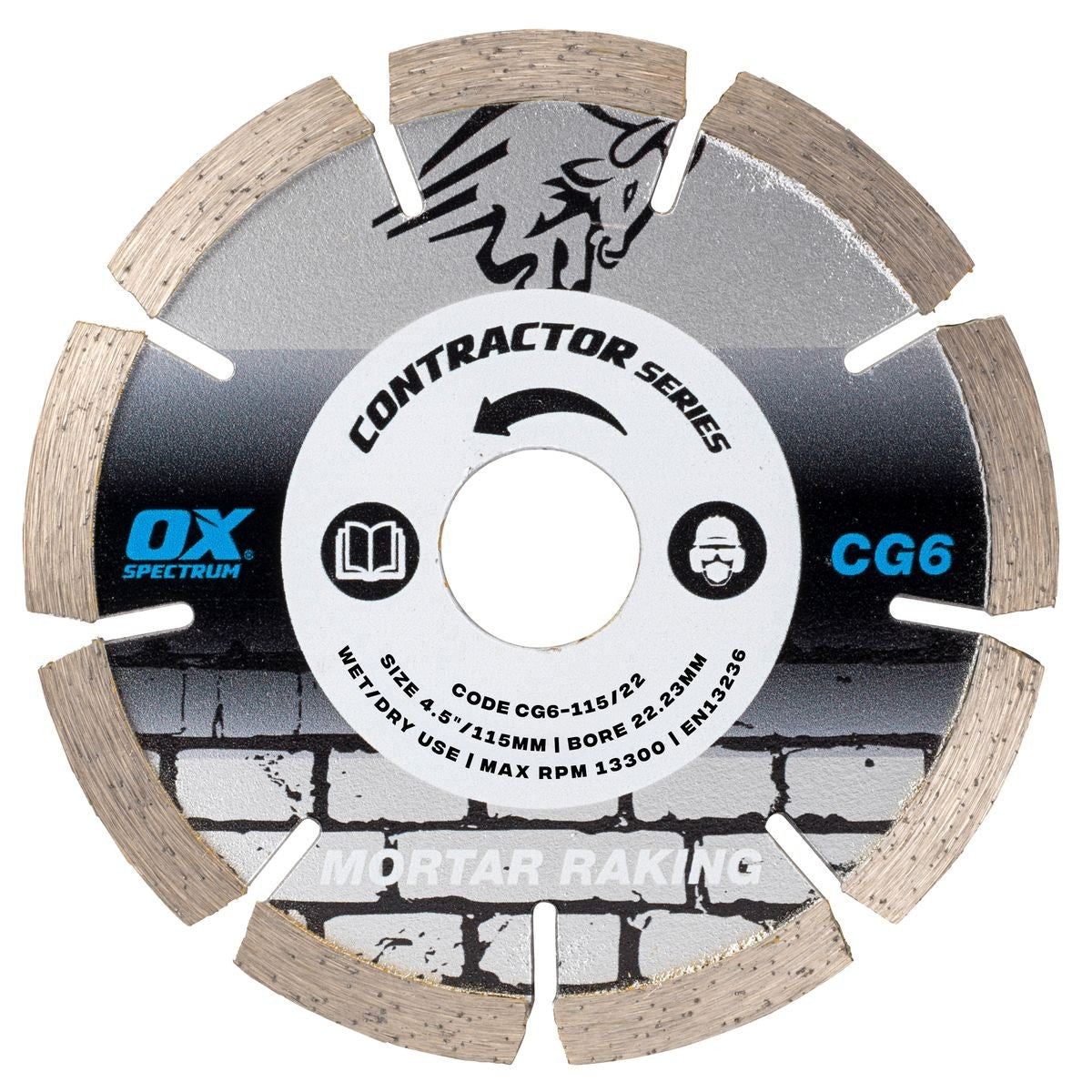 OX Contractor Diamond Blade - Mortar Raking - 115/22.23mm CG6-115/22