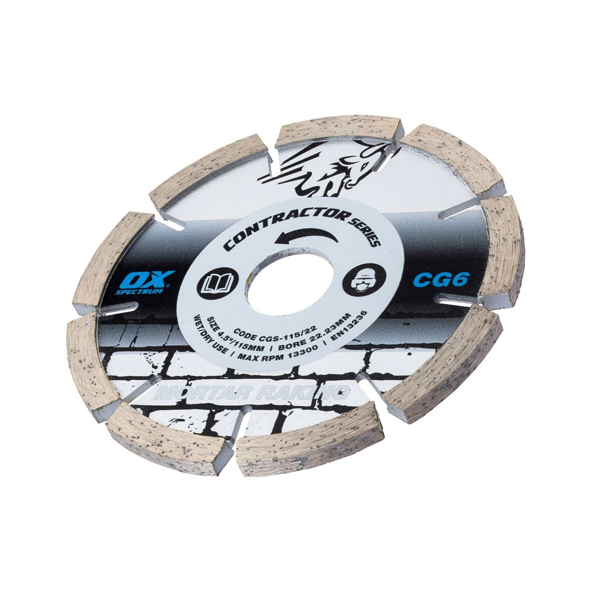 OX Contractor Diamond Blade - Mortar Raking - 115/22.23mm CG6-115/22