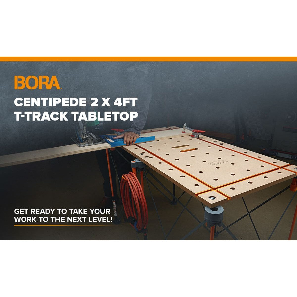 BORA Centipede 2 x 4ft T-Track Tabletop - 20mm Dog Holes CK24TM