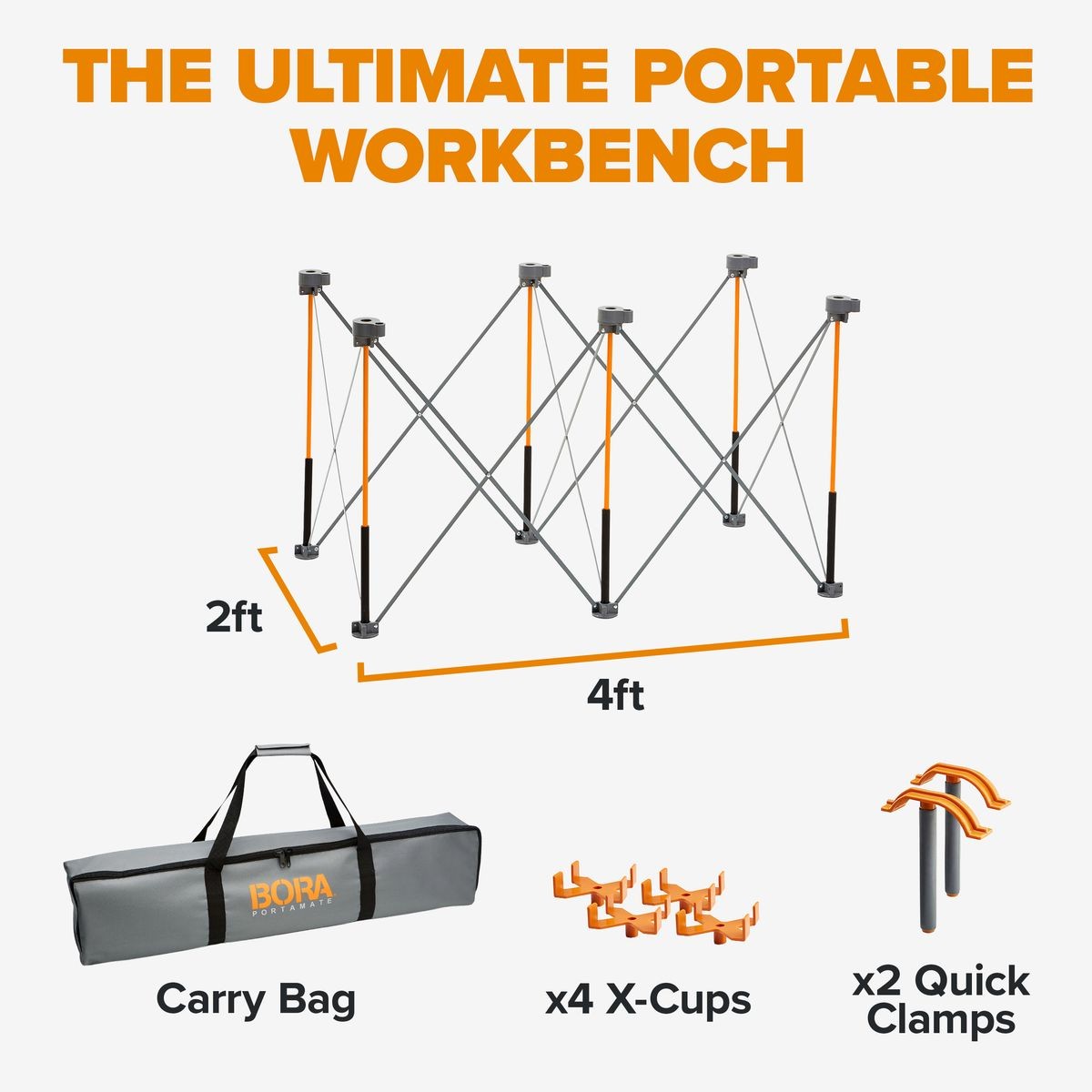 BORA Centipede 2ft x 4ft x 30in Unit, 4 X-Cups, 2 Clamps, C/S Bag CK6S