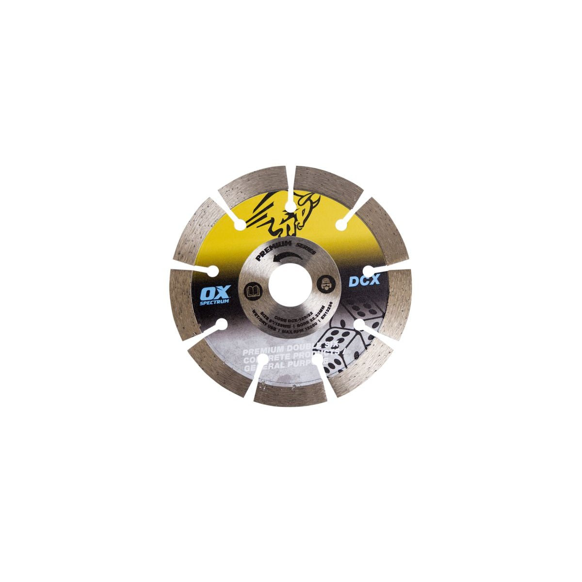 OX Premium Double Six Diamond Blade - GP - 125/22.23mm DCX125/22