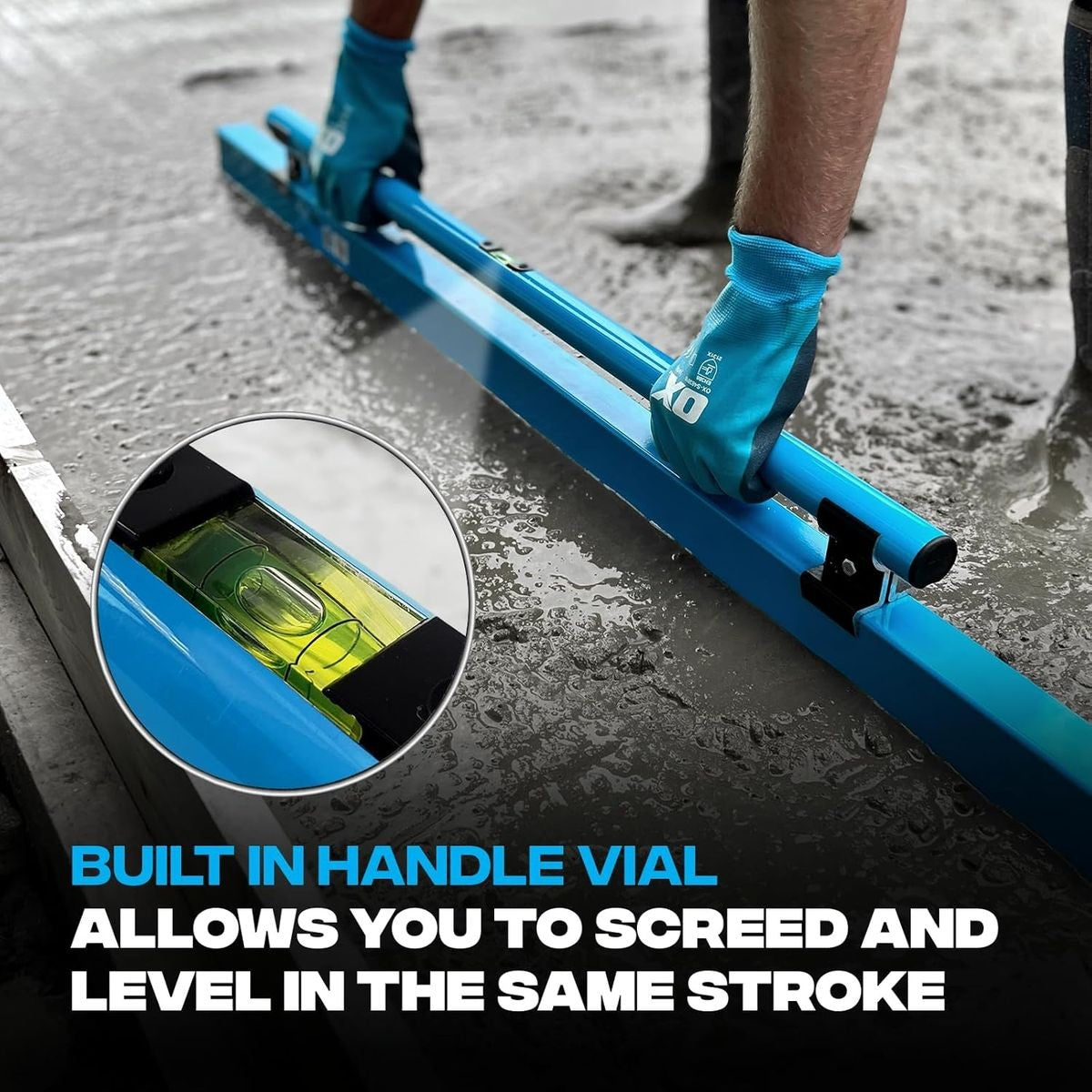 OX Pro Clamped Handle Concrete Screed - With Vial | 96" / 2400mm OX-P021324