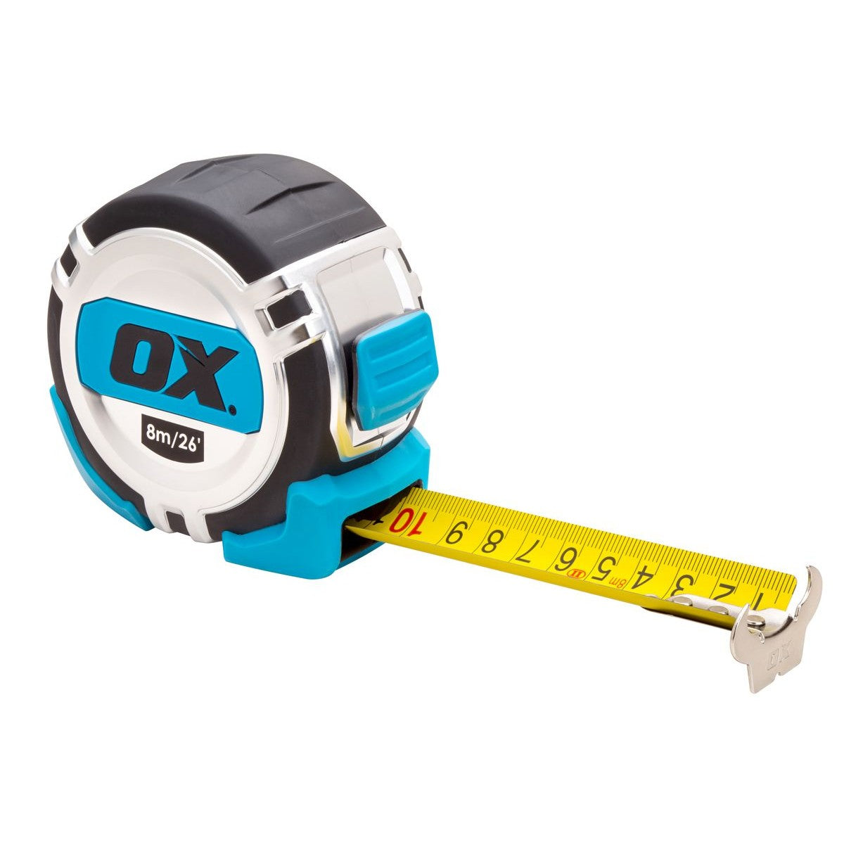 OX Pro Heavy Duty Tape Measure - Wide Blade & Metric/Imperial | 26' Long x 1.25" Blade Width / 8m Long x 32mm Blade Width OX-P028708
